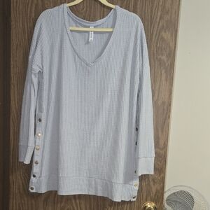 Gray Waffle Knit Top